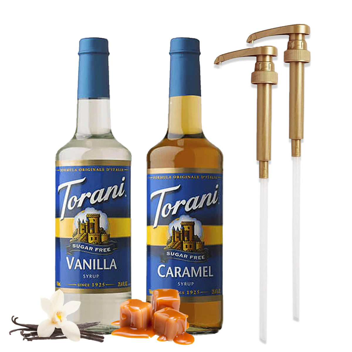 Torani Coffee Syrup Variety Pack – Sugar Free Caramel & Vanilla with 2 Pumps