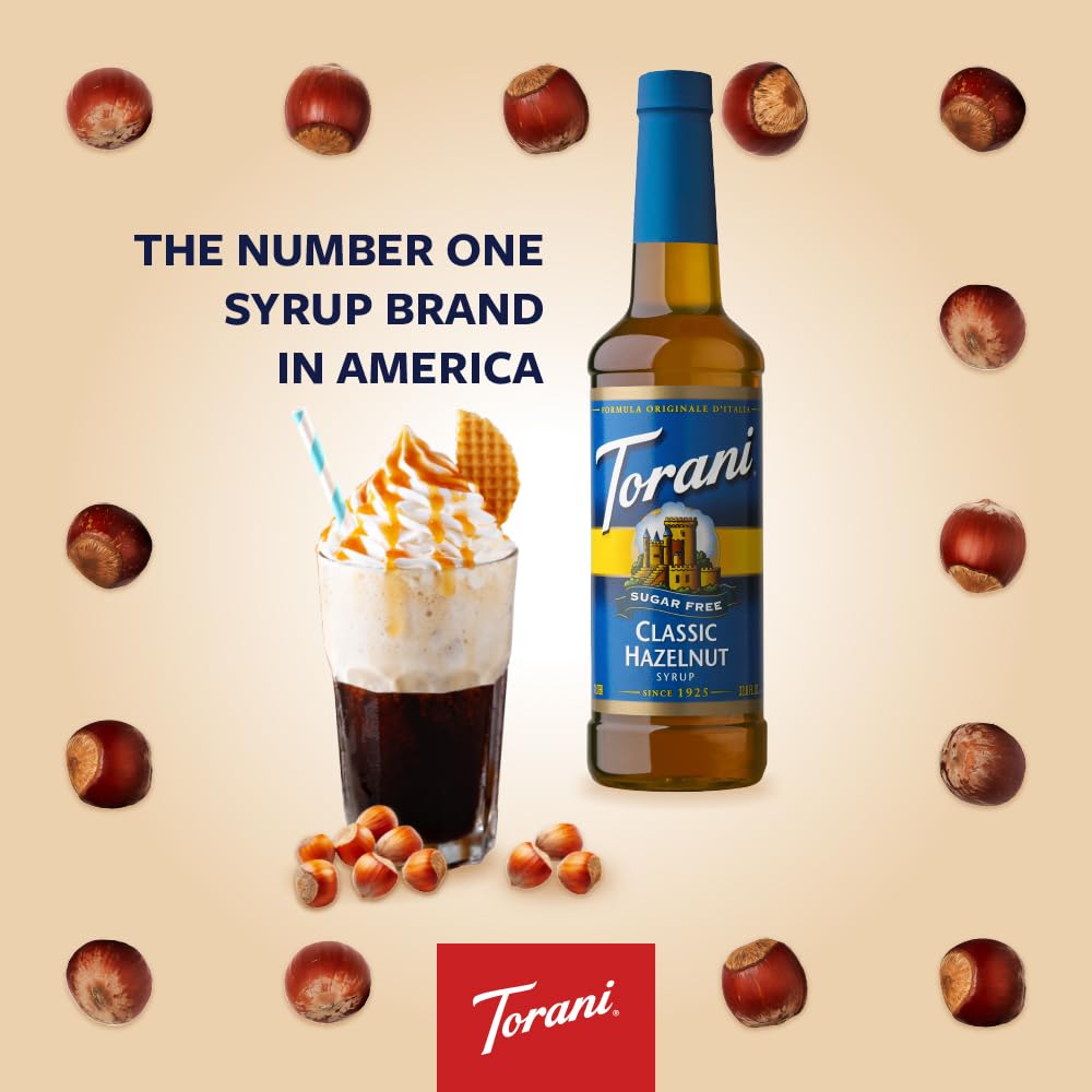 Torani Sugar Free Classic Hazelnut Syrup – 25.4 fl oz (Pack of 4)