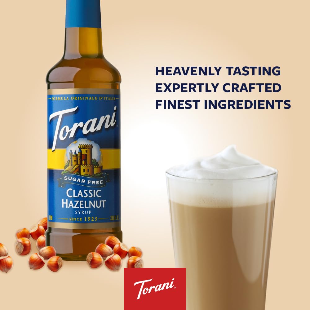 Torani Sugar Free Classic Hazelnut Syrup – 25.4 fl oz (Pack of 4)