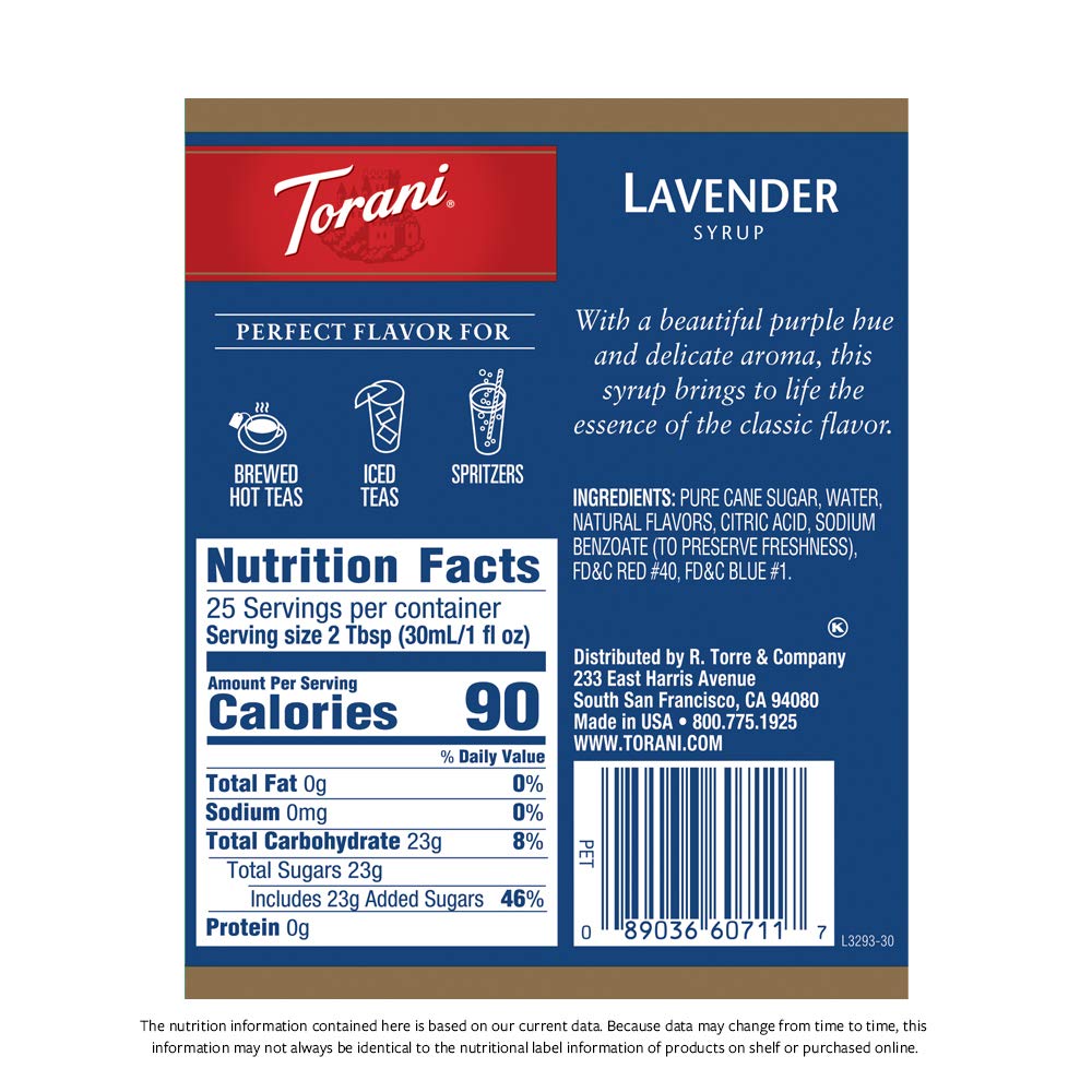 Torani Lavender Syrup, 25.4 oz – Pack of 4 | Premium Flavoring