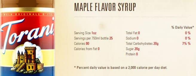 Torani Maple Syrup 750 mL – Rich Maple Flavor for Pancakes & More