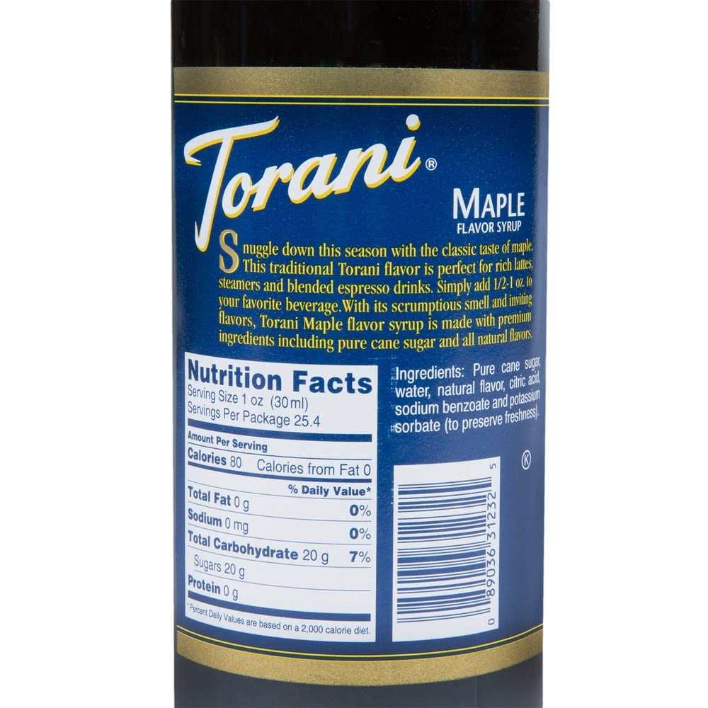 Torani Maple Syrup 750 mL – Rich Maple Flavor for Pancakes & More