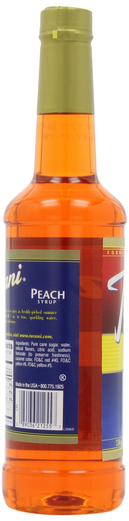 Torani Peach Syrup 750 ml PET | Peach Flavor for Coffee, Tea & More