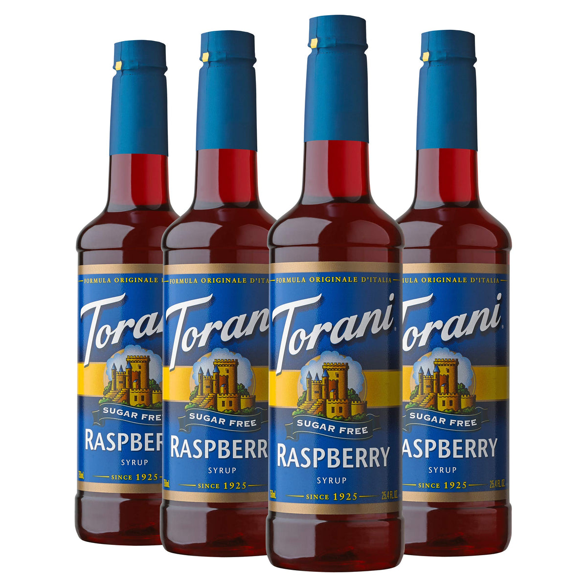 Torani Sugar Free Raspberry Syrup, 25.4 oz (Pack of 4) | Zero Calories, Keto Friendly