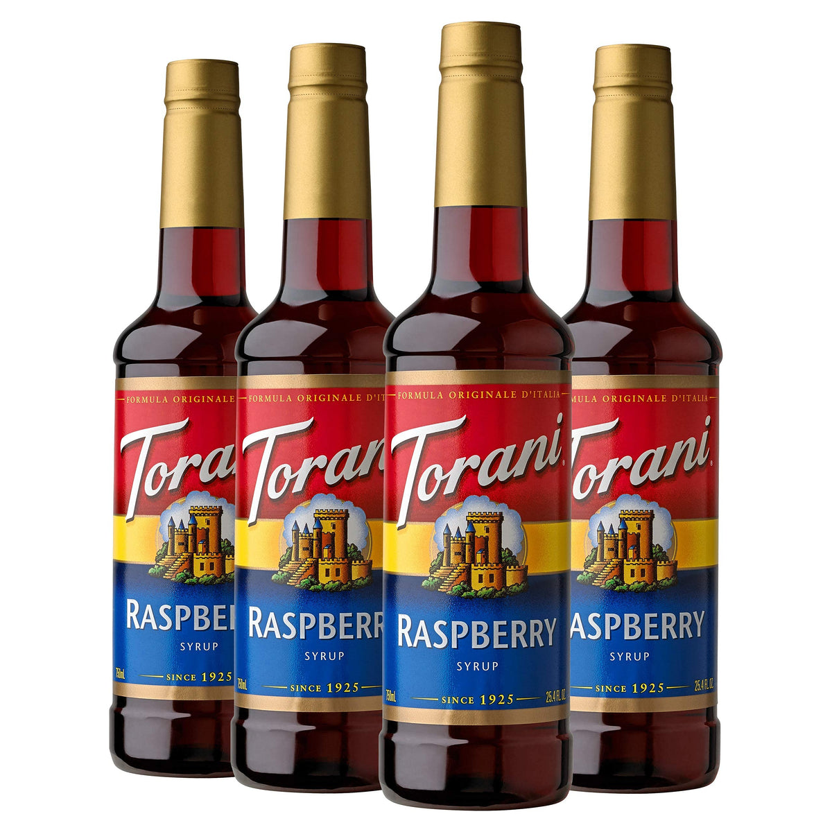 Torani Raspberry Syrup - 25.4 oz (Pack of 4) | Berry Flavor for Coffee, Sodas & More