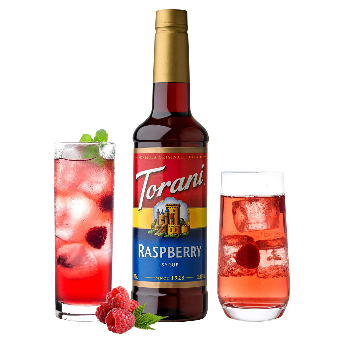 Torani Raspberry Syrup - 25.4 oz (Pack of 4) | Berry Flavor for Coffee, Sodas & More