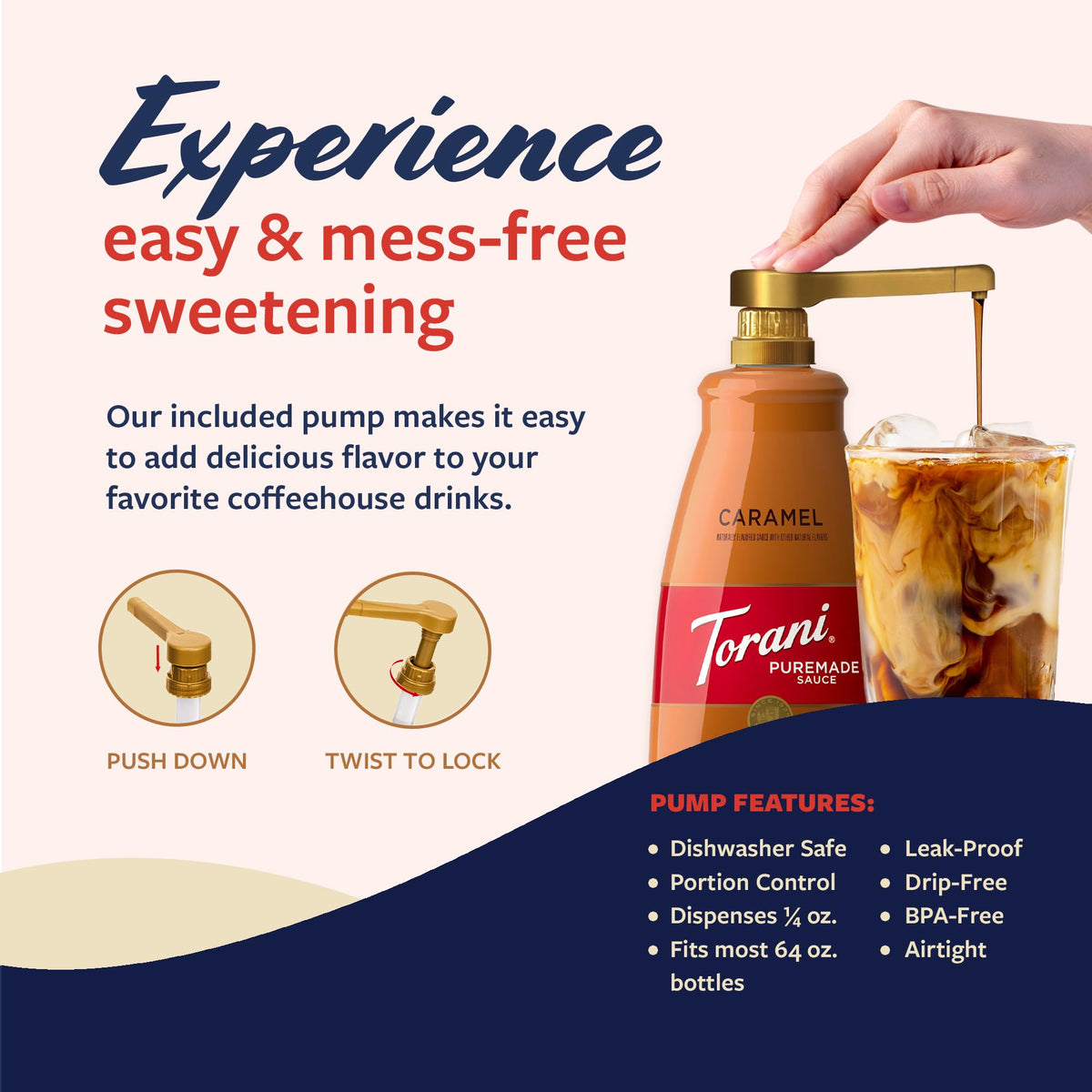 Torani Puremade Caramel Sauce – 64 oz with Pump for Coffee & Desserts