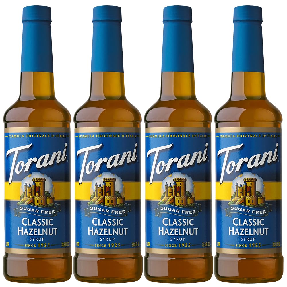 Torani Sugar Free Classic Hazelnut Syrup – 25.4 fl oz (Pack of 4)