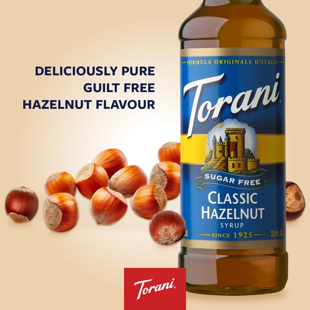 Torani Sugar Free Classic Hazelnut Syrup – 25.4 fl oz (Pack of 4)