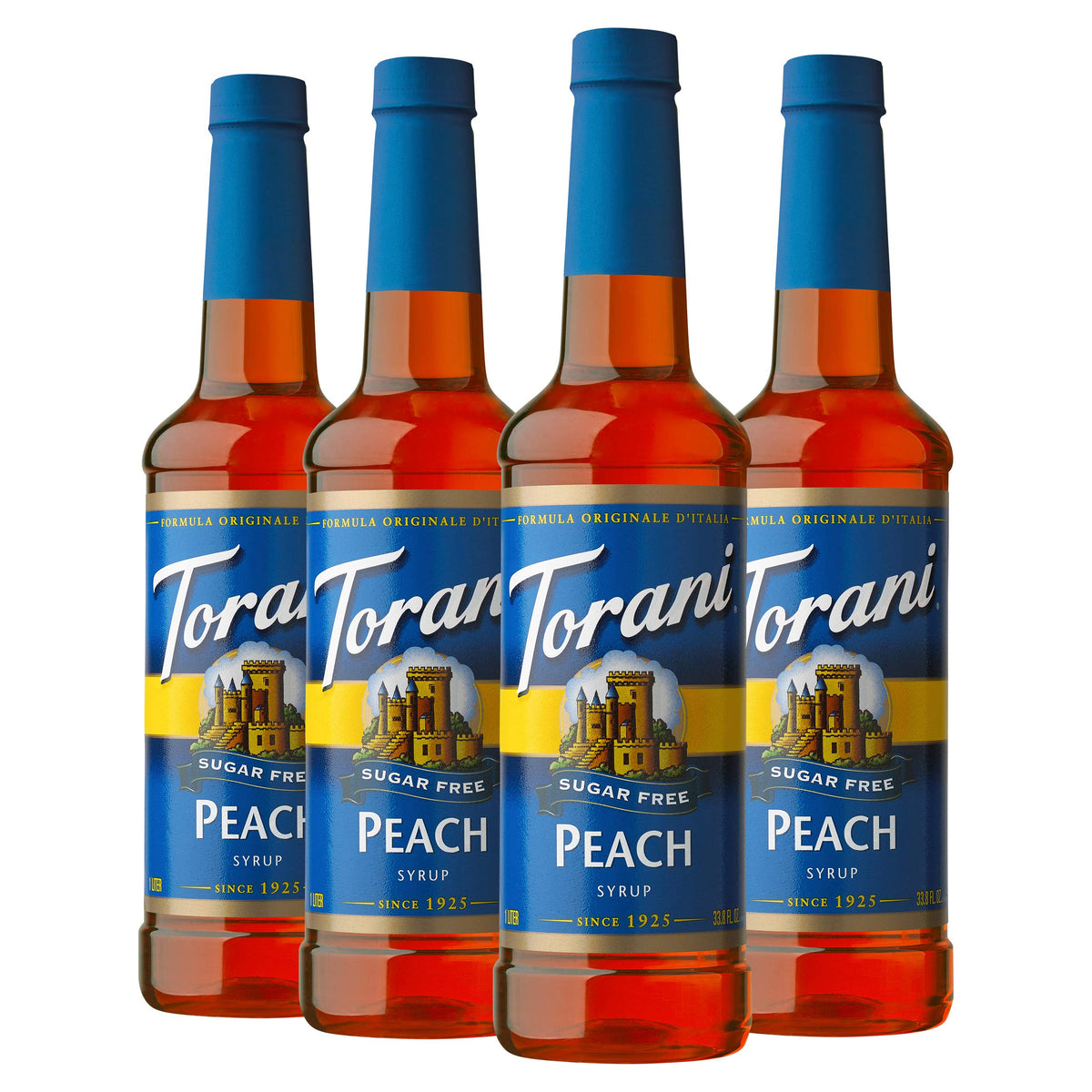 Torani Sugar Free Peach Syrup, 4 x 25.4 oz – Zero Calorie Peach Flavor