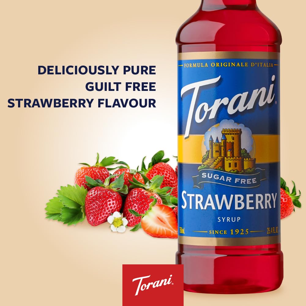Torani Sugar Free Strawberry Syrup – 25.4 Fl Oz (Pack of 4)