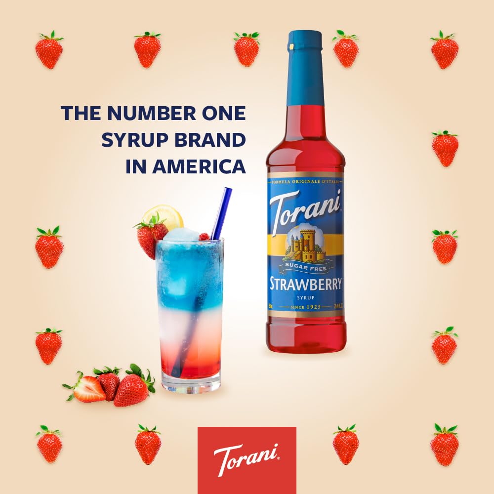 Torani Sugar Free Strawberry Syrup – 25.4 Fl Oz (Pack of 4)
