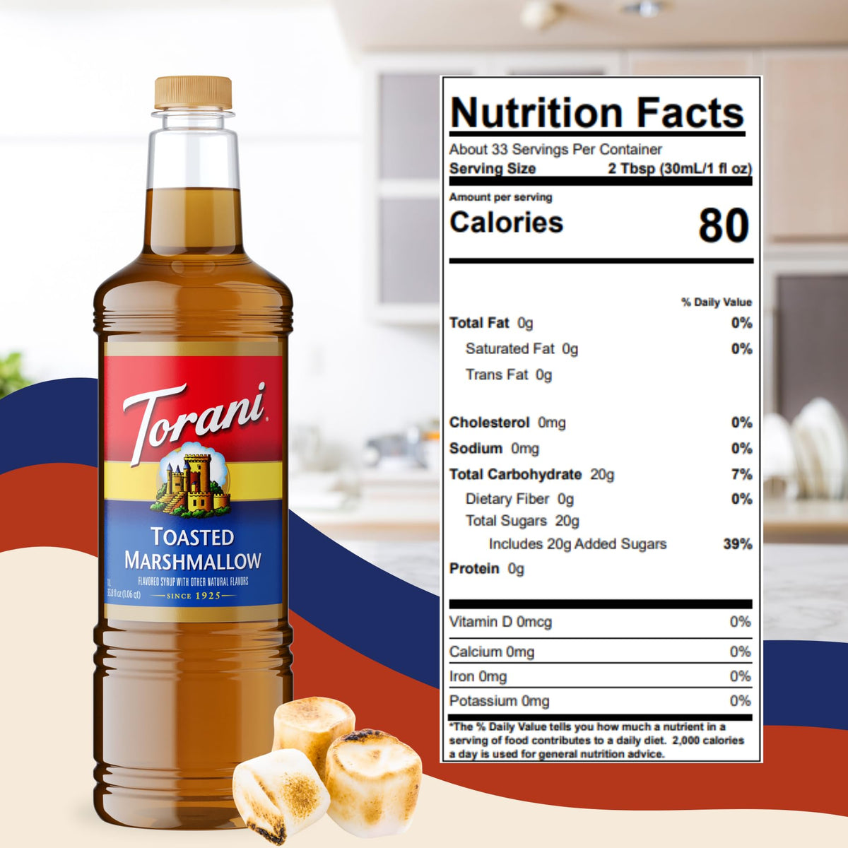 Torani Toasted Marshmallow Syrup | 1L Bottle with Pump – Rich Coffee Flavoring