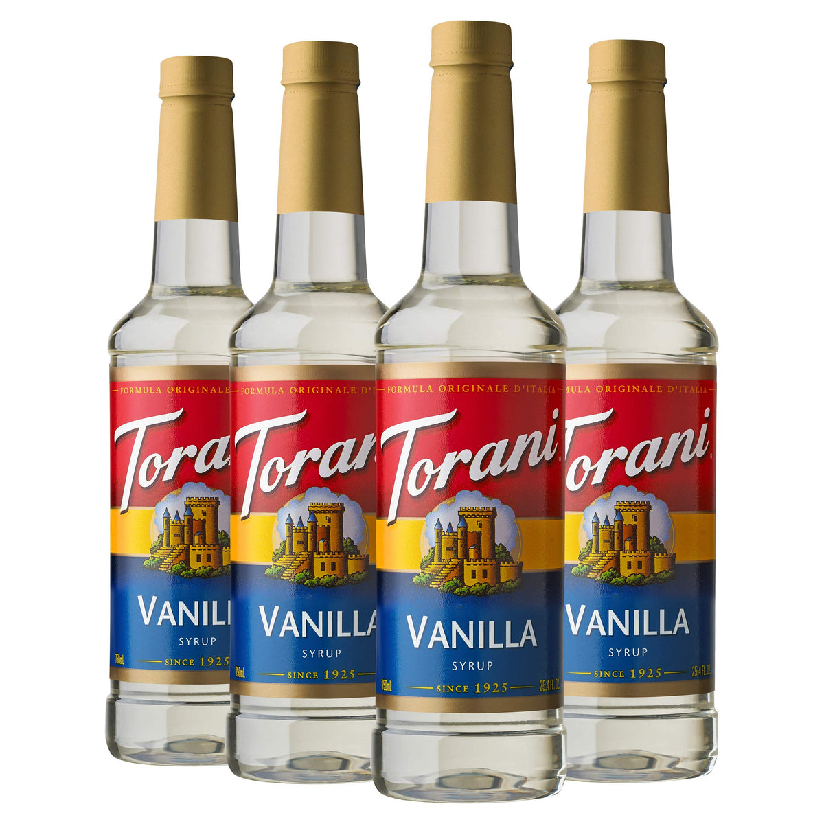 Torani Vanilla Syrup – 25.4 oz x4 Pack | Pure Cane Sugar, Natural Vanilla Flavor