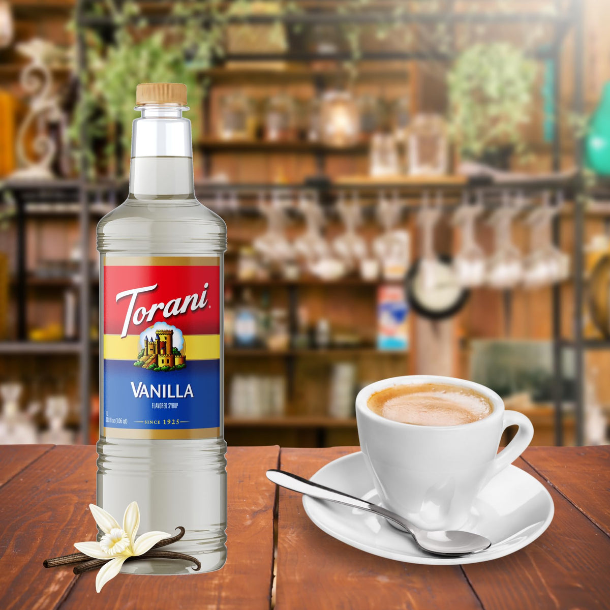 Torani Vanilla Syrup PET (1L) with Pump – Rich Vanilla Flavor for Coffee & More