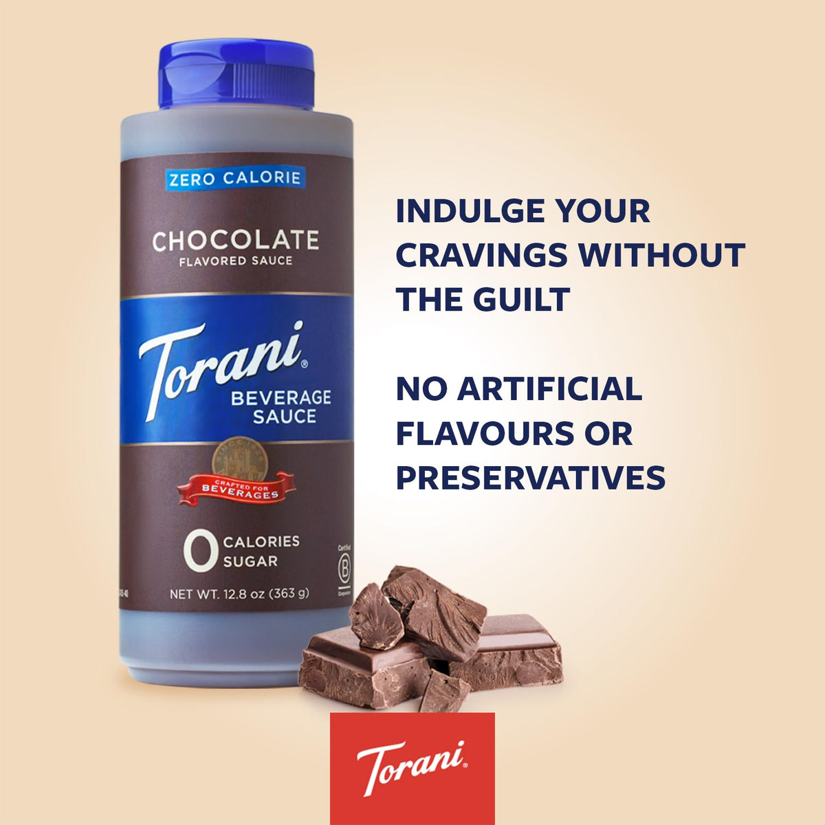 Torani Zero Calorie Chocolate Dessert & Drink Sauce, 12.8 fl oz (Pack of 4)
