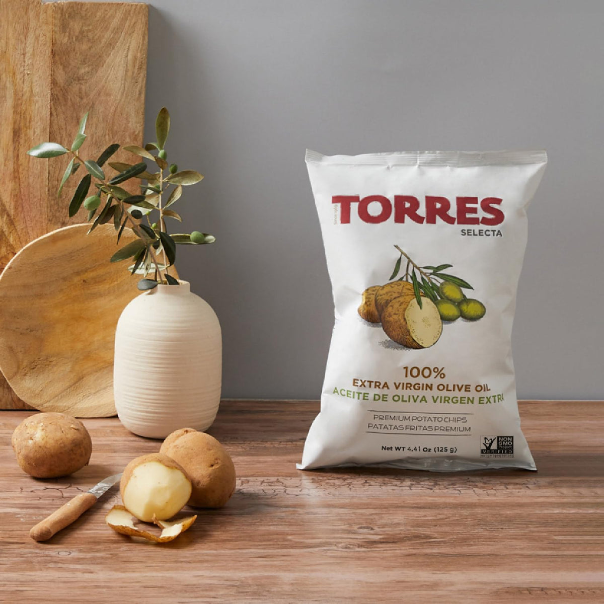 TORRES Selecta Extra Virgin Olive Oil Gourmet Potato Chips – Small Batch Kettle Chips Pack 6 x 1.41 oz