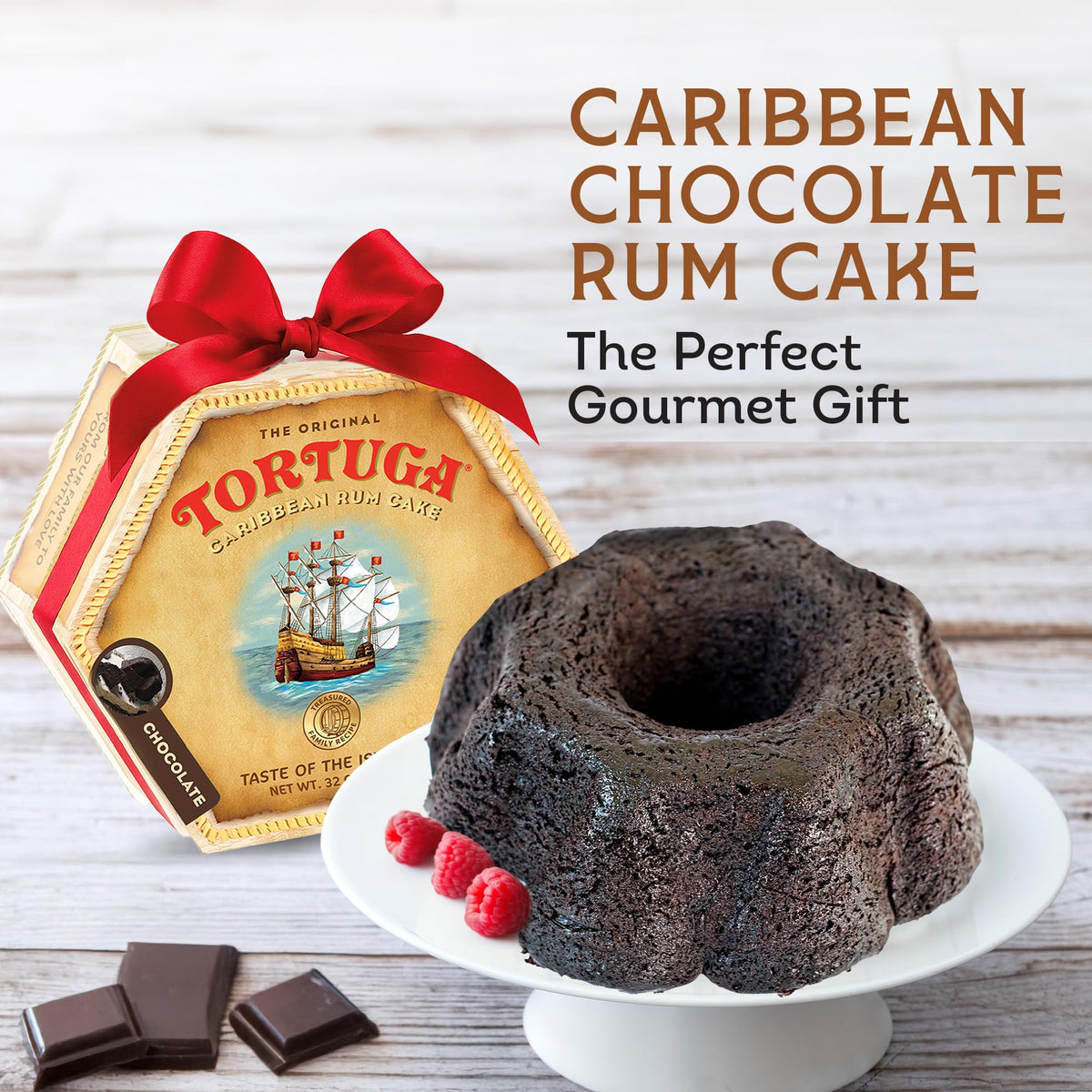 TORTUGA Caribbean Chocolate Rum Cake – 32 oz Premium Gourmet Gift