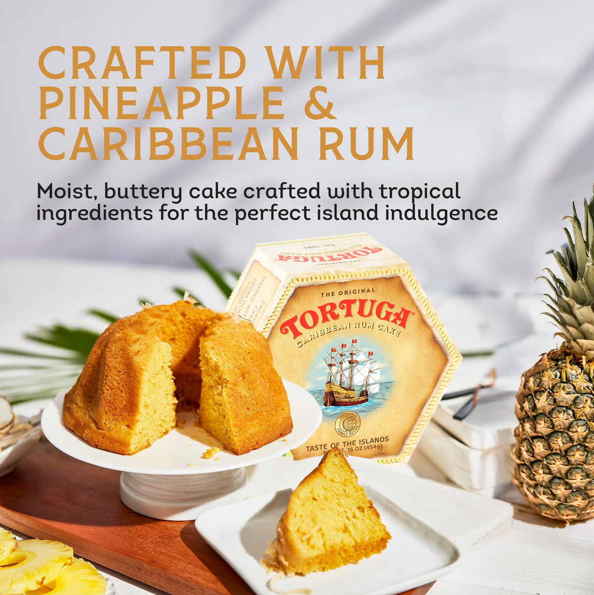 TORTUGA Caribbean Pineapple Rum Cake – 16 oz | Premium Gourmet Gift & Dessert
