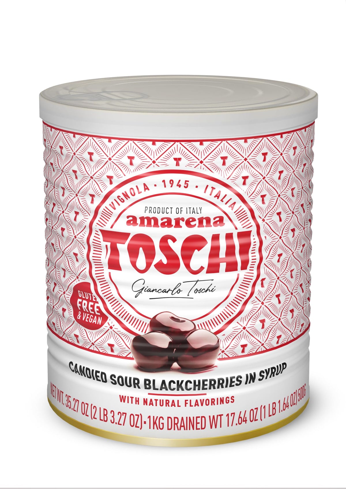 Toschi Amarena Cherries in Syrup – 2.2 lb Italian Candied Sour Cherries (Non-GMO, Vegan, Gluten-Free)