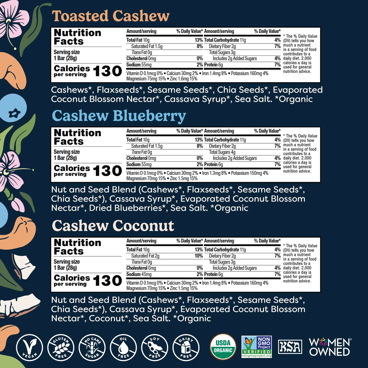 Tosi Cashew Variety Pack Protein Bars – Plant-Based, Gluten-Free, 5G Protein, 1 oz, 12-Pack