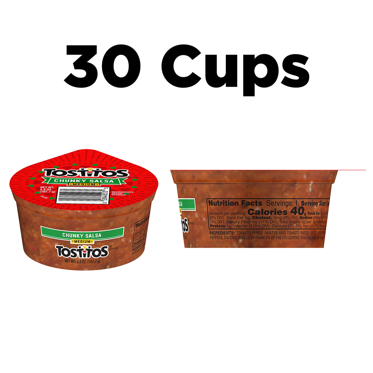 Tostitos Medium Chunky Salsa To Go – 3.8 oz Cups, Pack of 30