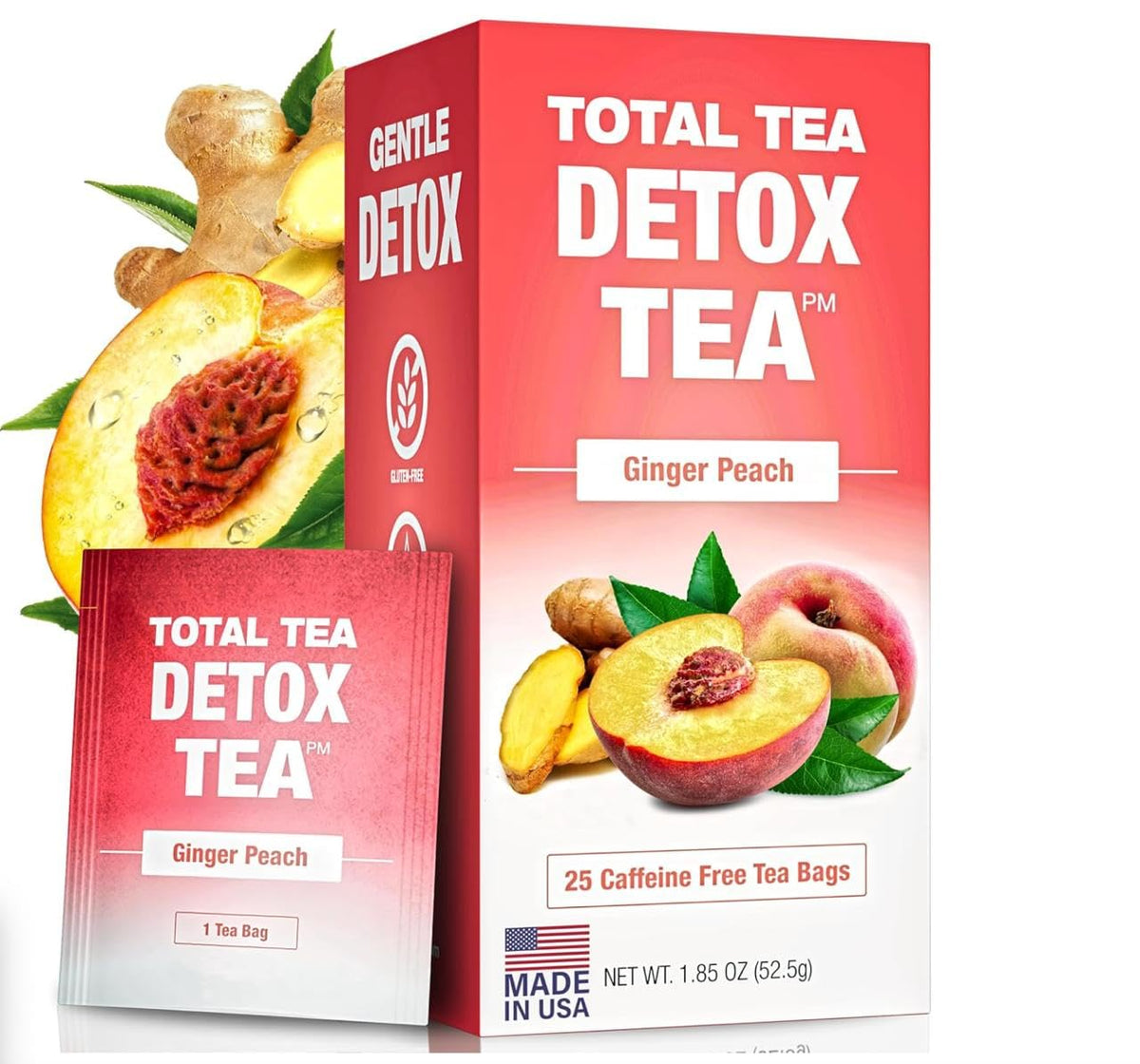 Total Tea Simming Detox Tea – Caffeine Free 25-Day Detox with Chamomile, Hibiscus, Ginger Root and Peach