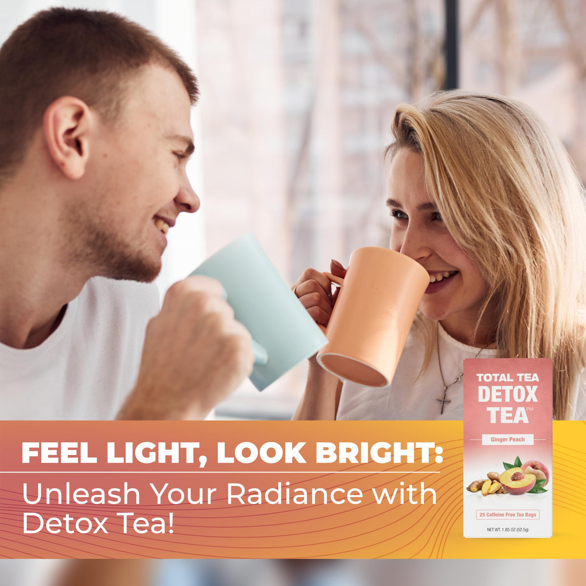 Total Tea Simming Detox Tea – Caffeine Free 25-Day Detox with Chamomile, Hibiscus, Ginger Root and Peach