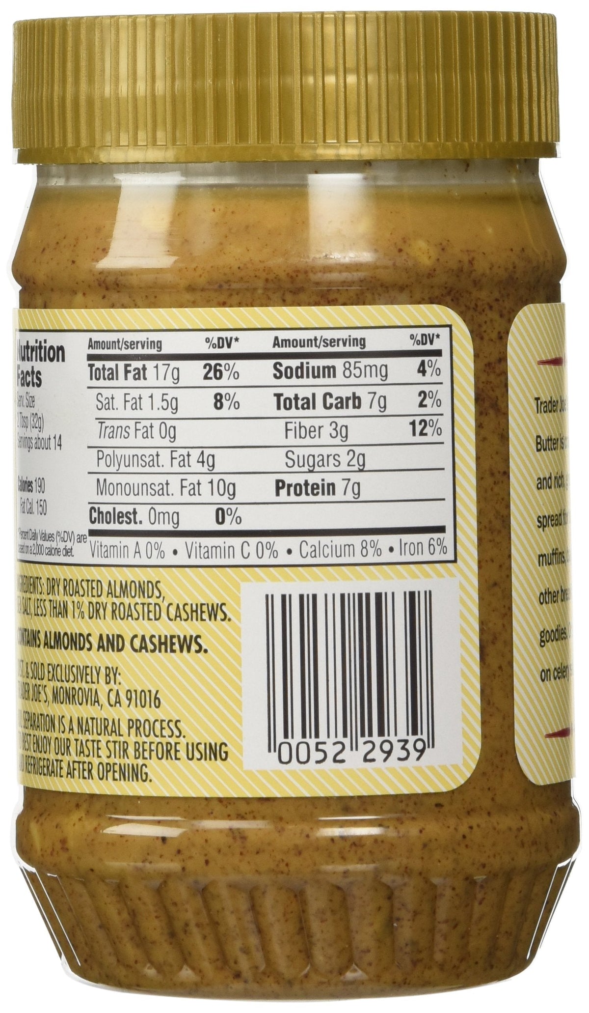 Trader Joe's Crunchy Almond Butter Salted - 2 Pack | Roasted Almond Spread