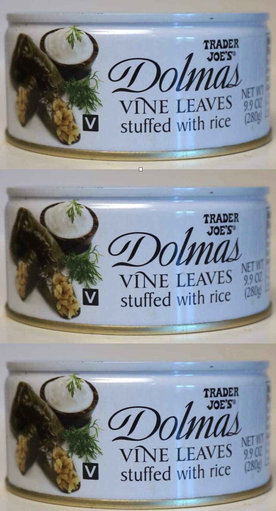 Trader Joe's Dolmas Vine Leaves Stuffed with Rice - 3-Pack | Ready-to-Enjoy Appetizers
