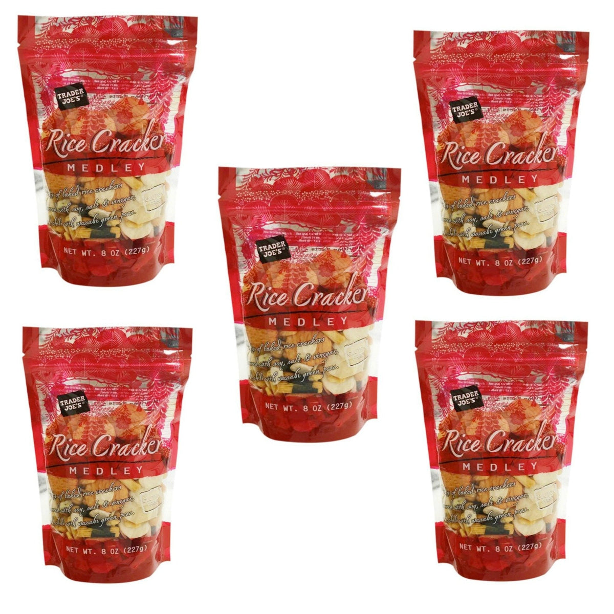 Trader Joe's Gluten Free Baked Rice Cracker Medley 227g (5 Pack) – Crunchy Gluten Free Snack