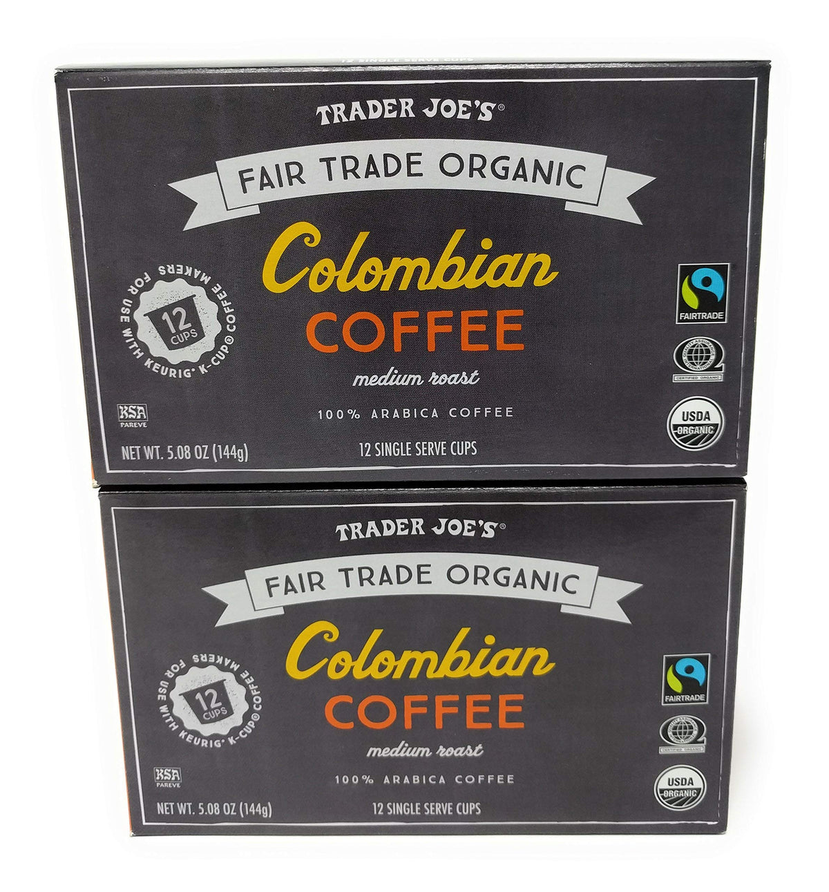 Trader Joe's Organic Colombian Coffee - 12 Single-Serve Cups (Pack of 2)