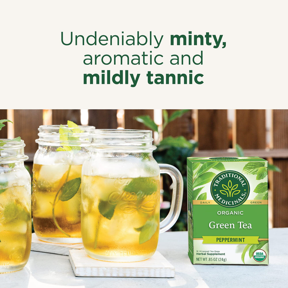 Traditional Medicinals Organic Green Tea with Peppermint – 96 Teabags (Pack of 6)