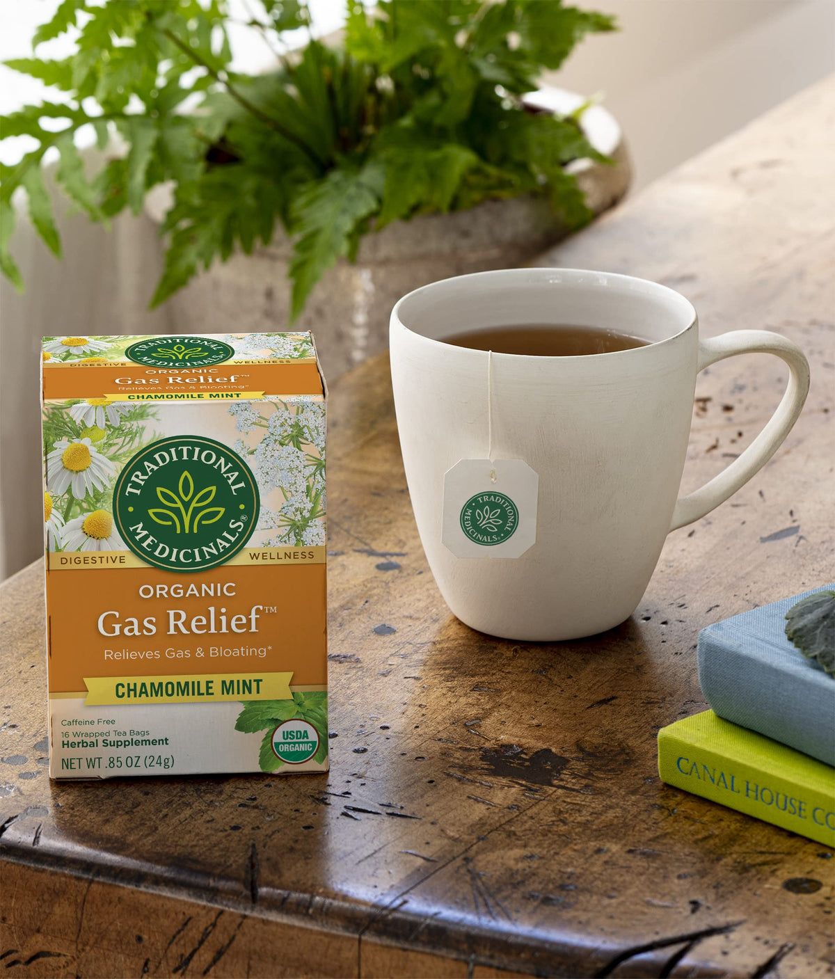 Traditional Medicinals Organic Gas Relief Chamomile Mint Tea – Pack of 3 (48 Tea Bags)