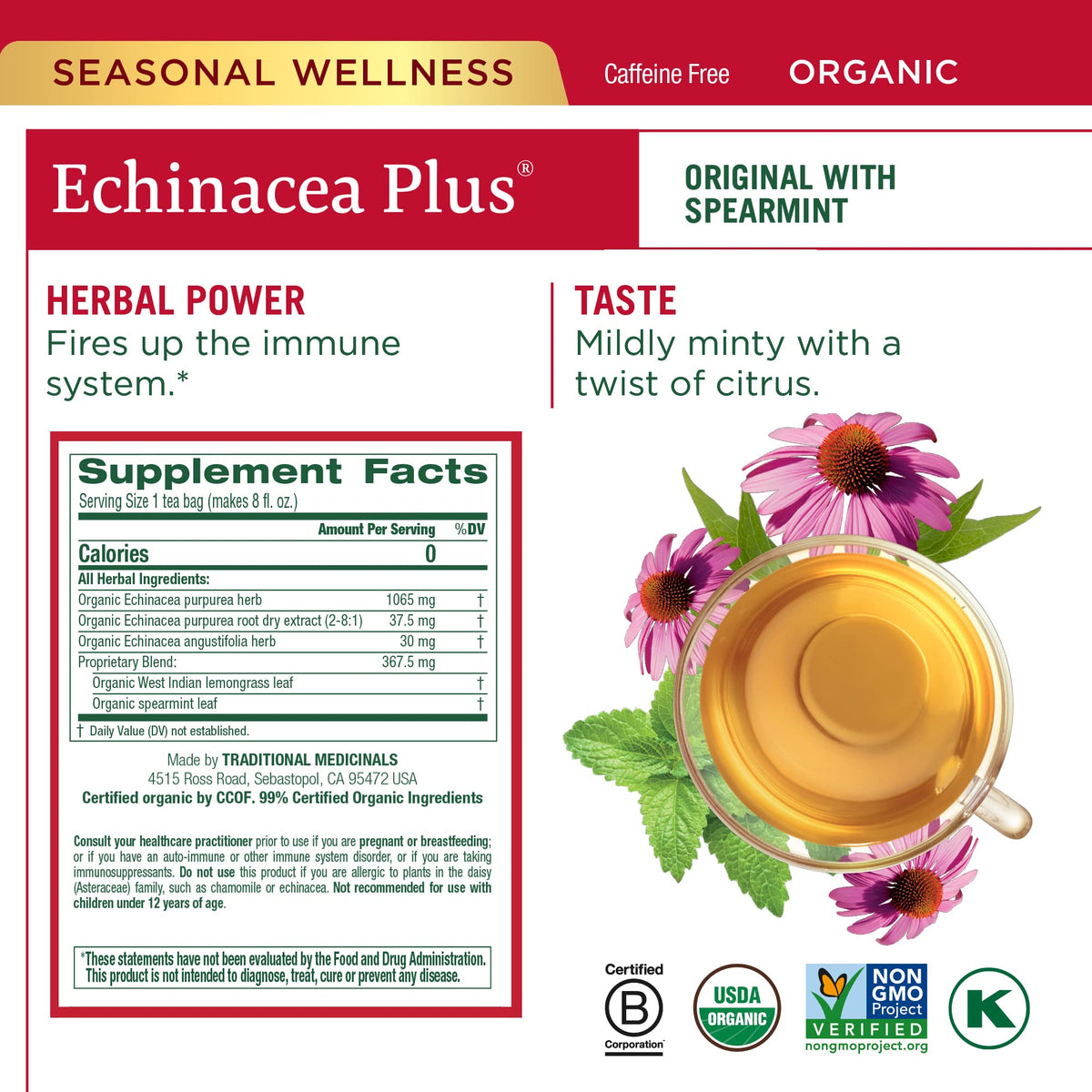 Traditional Medicinals Tea Organic Seasonal Care Variety Pack – Throat Coat, Echinacea Plus & Breathe Easy with Eucalyptus (96 Tea Bags, 6 Pack)