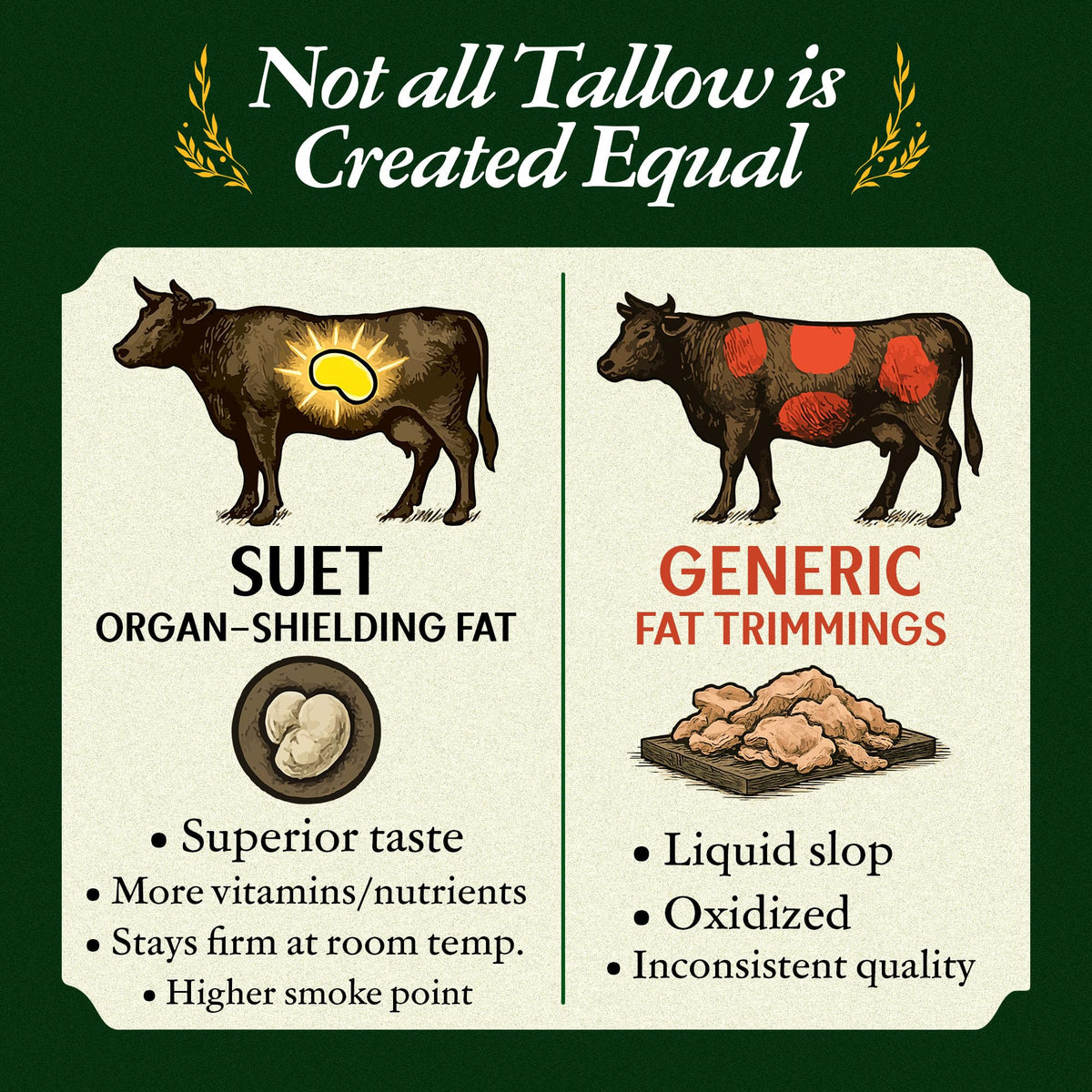 Traditional Nutrients Pasture Raised Beef Tallow – Grass-Fed & Grass-Finished, 14oz Jar