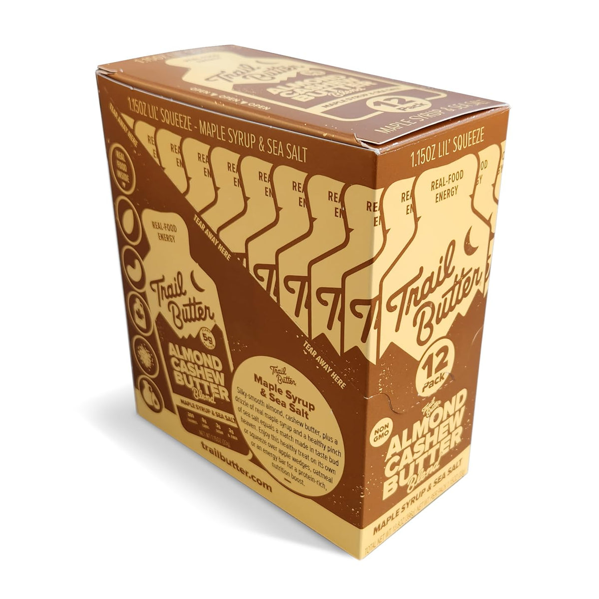 Trail Butter Lil’ Squeeze Nut Butter Energy Pouches – 12-Pack, 5g Protein Per Pouch (Maple Syrup & Sea Salt)