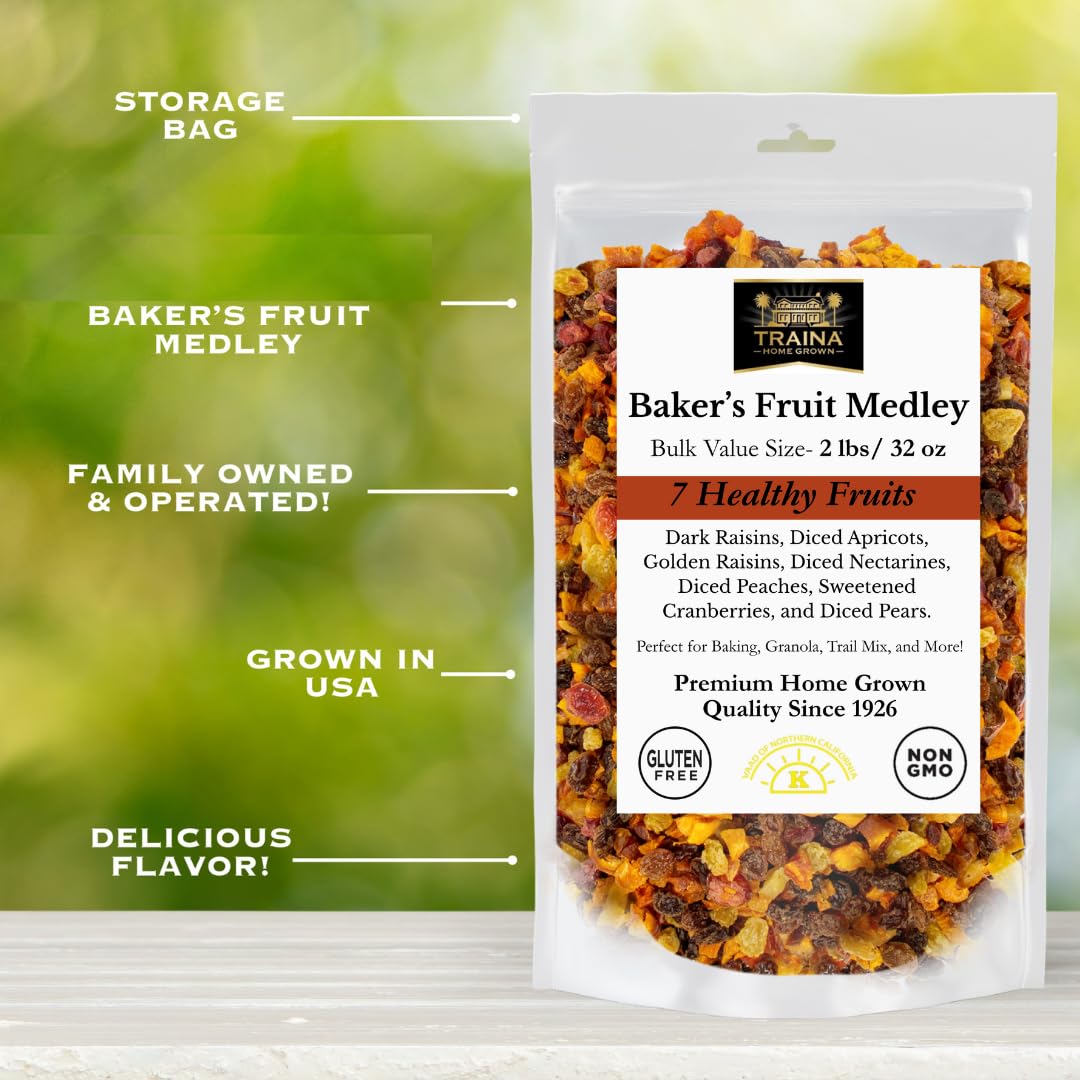 Traina Home Grown Baker’s Dried Fruit Medley – Mixed Dried Fruit (2 lb)