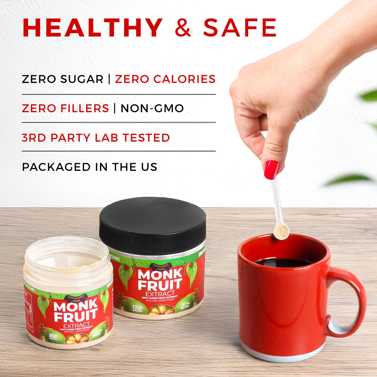Transparency Foods 100% Monk Fruit Extract — 90x Sweetness, Zero Calories, 25% Mogroside V, 850 Servings