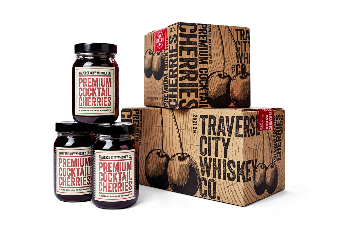 Traverse City Whiskey Co. Premium Cocktail Cherries – 21.2oz / 600g | All-American, Natural, Kosher Garnish for Old Fashioned & Desserts