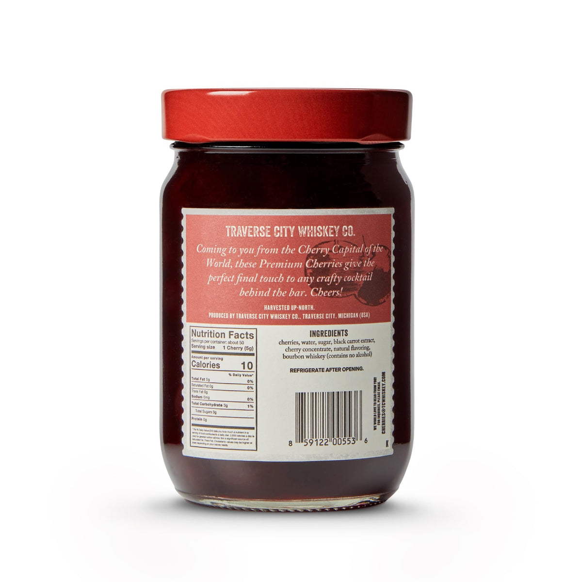 Traverse City Whiskey Co. Premium Cocktail Cherries – 21.2oz / 600g | All-American, Natural, Kosher Garnish for Old Fashioned & Desserts