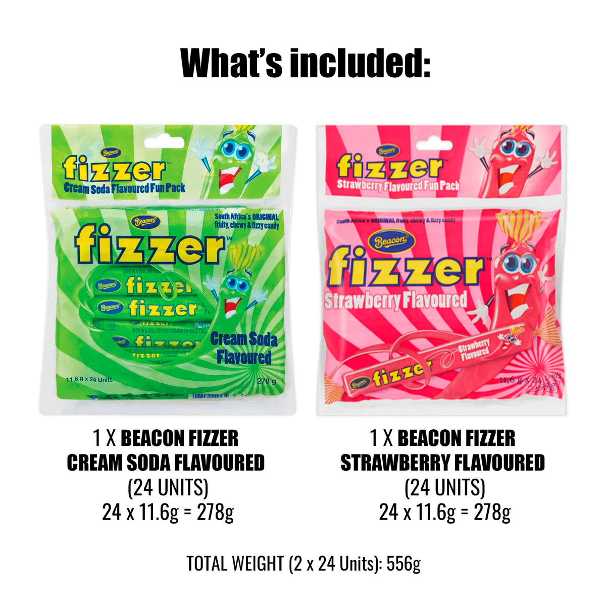 Beacon Fizzers Soda Cream & Strawberry – 48 Candies (2 Packs) | Treats from Home