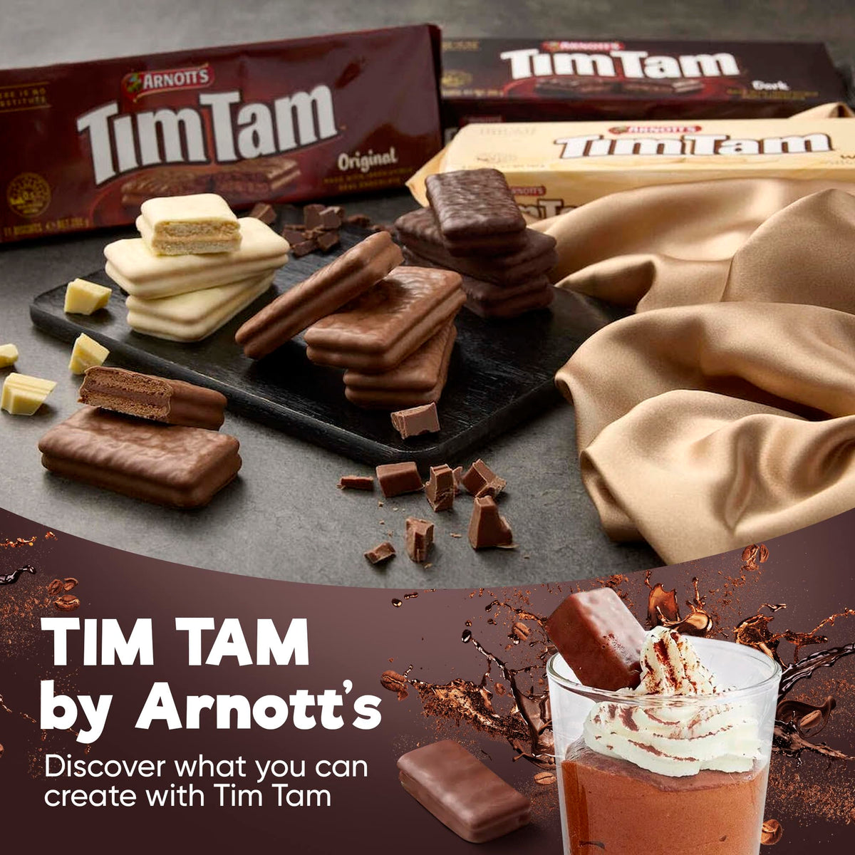 Tim Tam Cookies Gift Box – 4-Pack Australian Treats with Original, Double Chocolate & Salted Caramel Flavors | Treats from Home