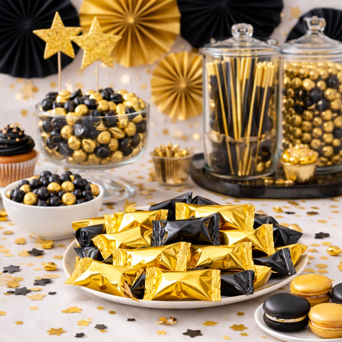 Tree Treasures 220ct Gold Wrapped Buttermints – Individually Wrapped Butter Mints Bulk for Weddings, Showers, and Events