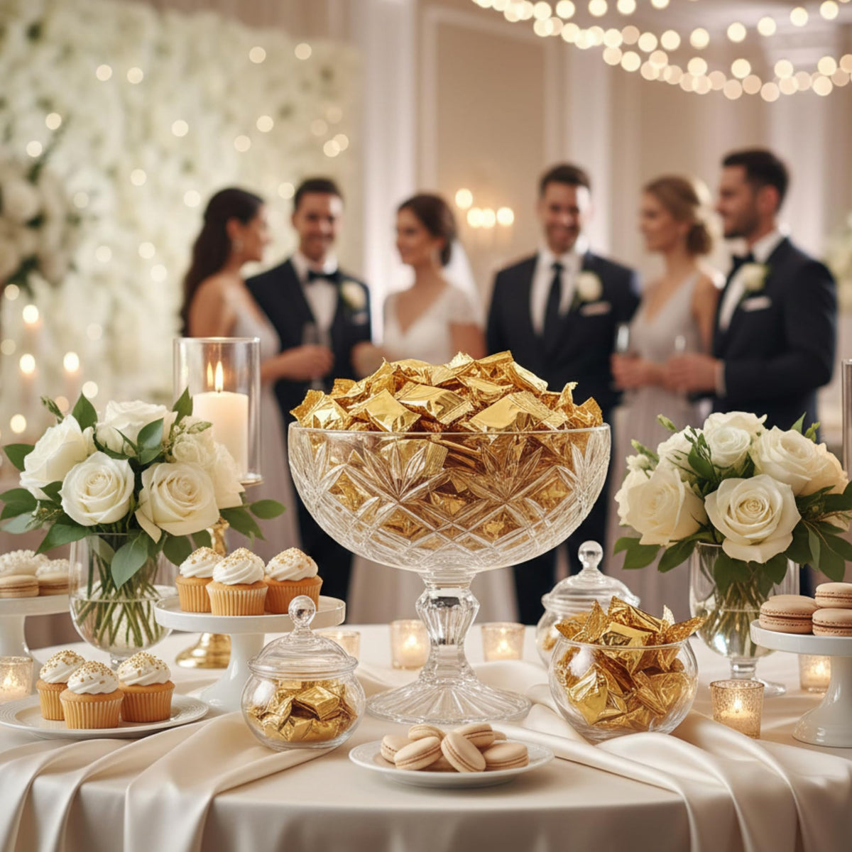 Tree Treasures 220ct Gold Wrapped Buttermints – Individually Wrapped Butter Mints Bulk for Weddings, Showers, and Events