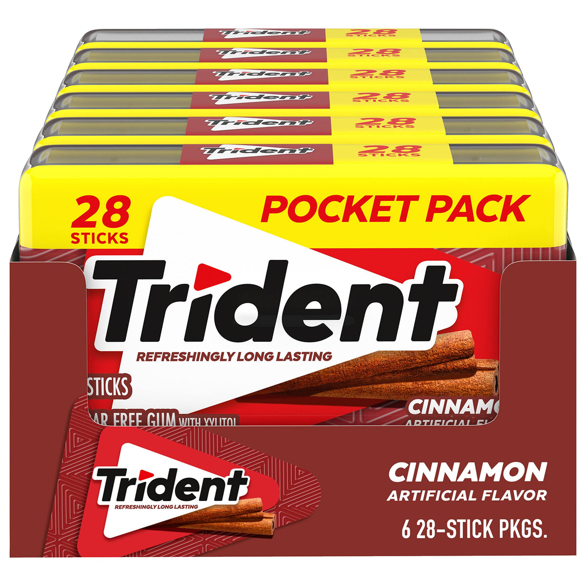 Trident Cinnamon Sugar Free Gum – 168 Pieces (6 Pocket Packs)