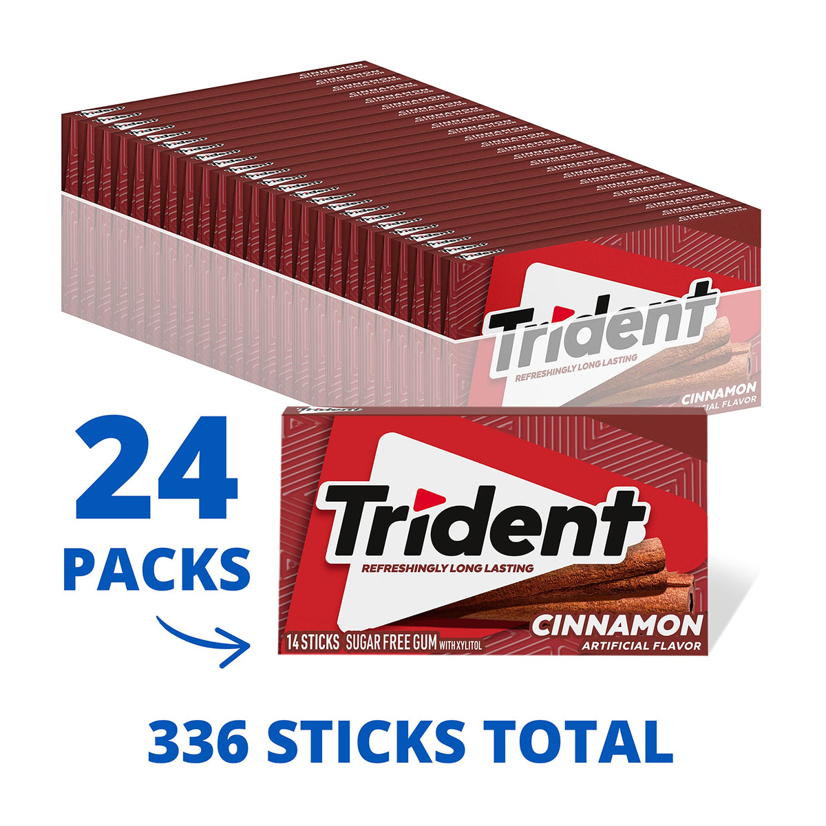 Trident Cinnamon Sugar-Free Gum – 336 Pieces (24 Packs of 14)