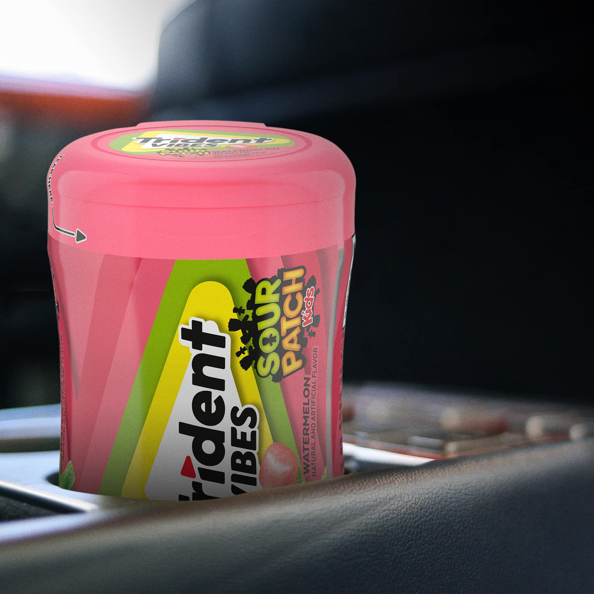 Trident Vibes Sour Patch Kids Watermelon Sugar Free Gum – 4 Bottles (160 Pieces)