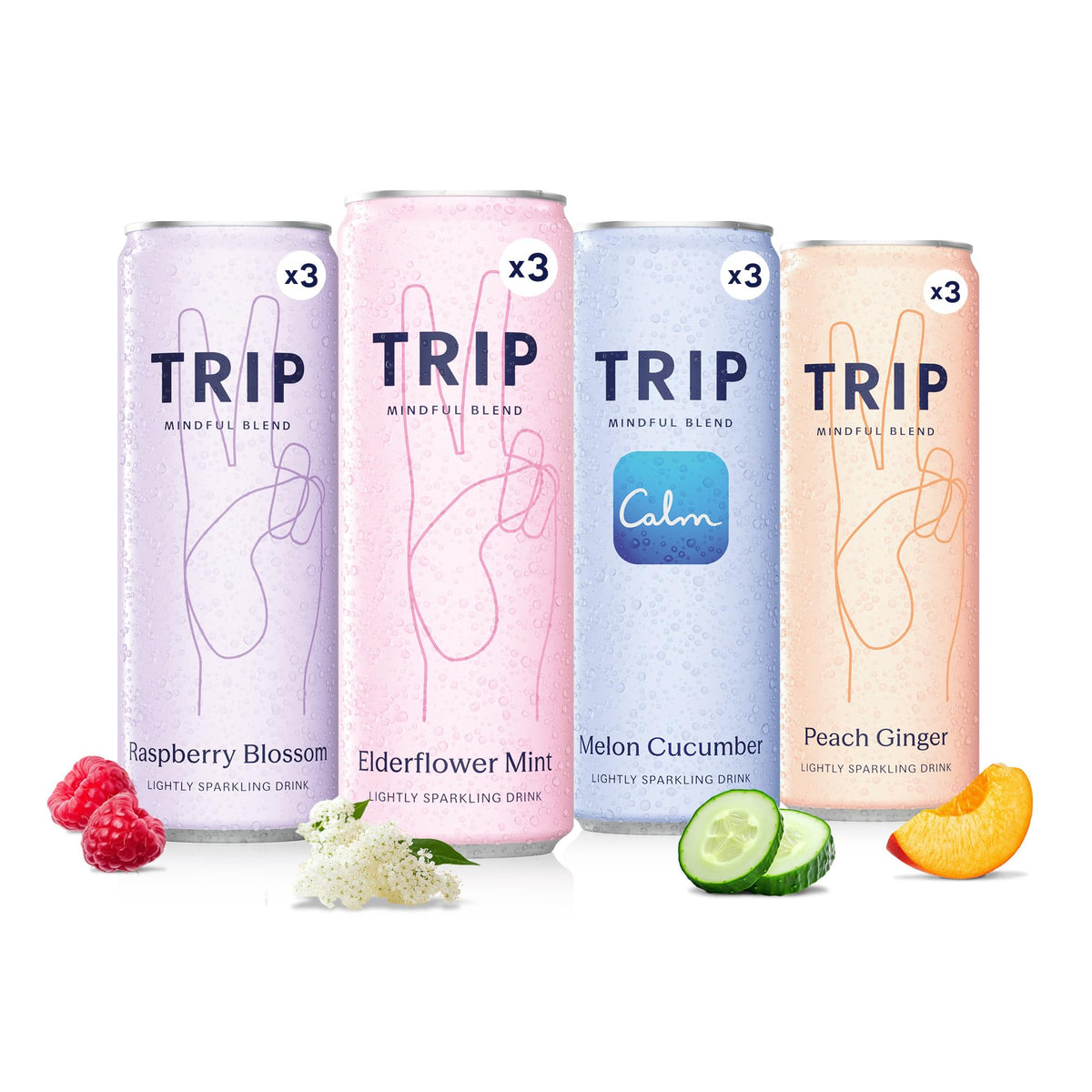 TRIP Lightly Sparkling Adaptogen Seltzer – Non-Alcoholic Mocktail with Magnesium, Ashwagandha, Lion’s Mane & L-Theanine | Original Variety Pack, 12x12oz