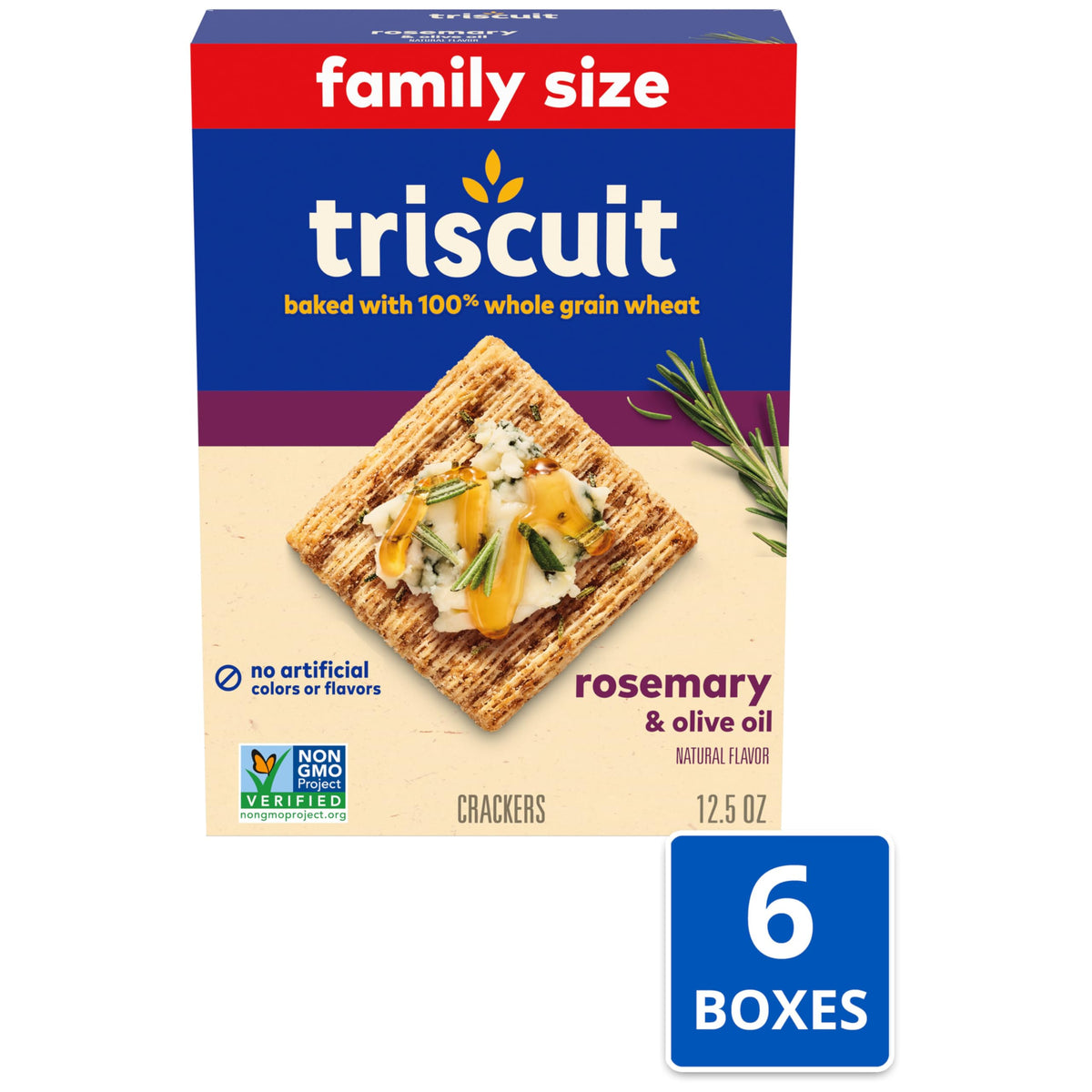Triscuit Rosemary & Olive Oil Whole Grain Wheat Crackers – Bulk Family Size (6 Boxes)